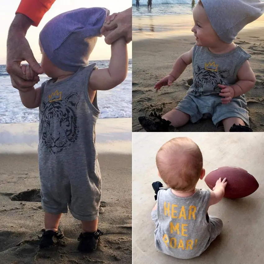 Короткий комбинезон с принтом тигра милыми миньонами новая хлопковая одежда для