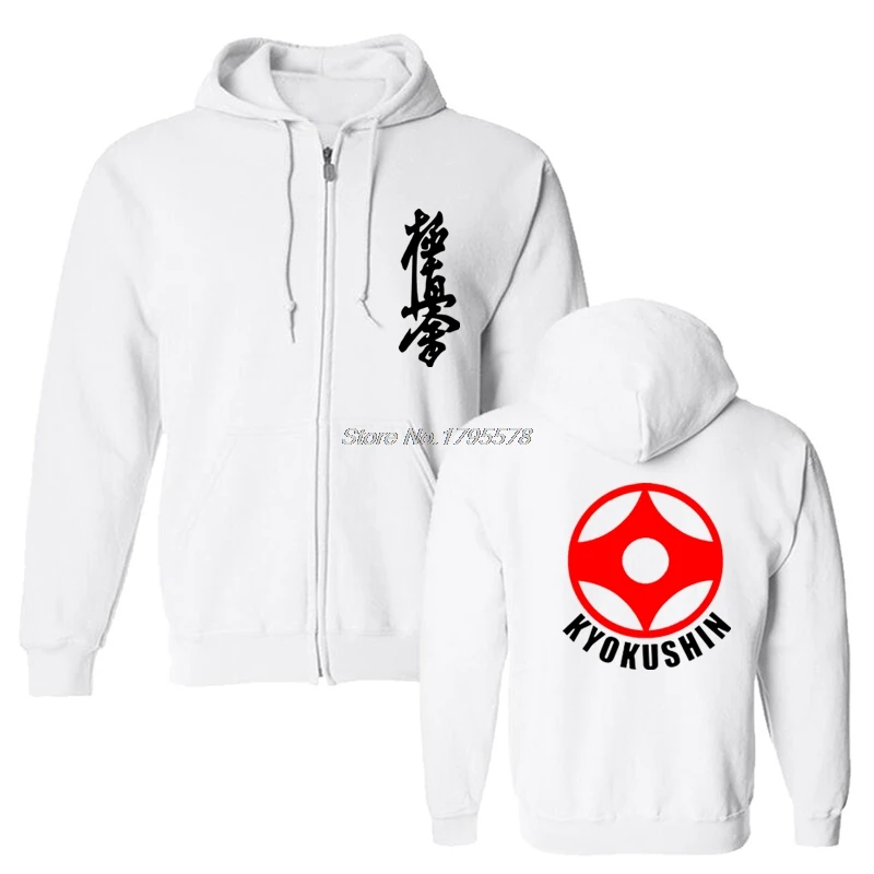 white Свободные черные мужские куртки Kyokushin каратэ масутатсу Ояма каратэ Япония мужская толстовка с капюшоном с принтом Толстовка - Цвет: white