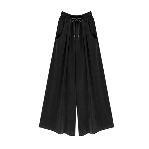 Black Женские повседневные свободные шаровары размера плюс M-4XL, 5XL, 6XL,, летние широкие брюки палаццо, брюки-стрейч, женская одежда, Новинка - Цвет: Black