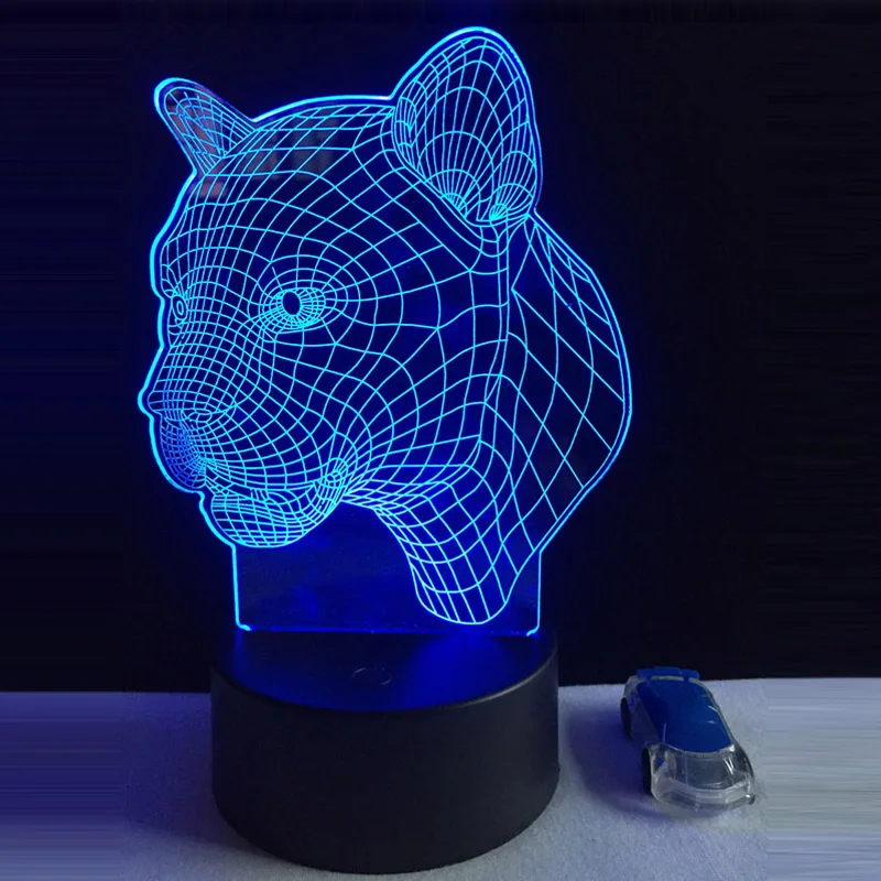 Крутая леопардовая 3D USB Светодиодная Ночная лампа с животными настольная 7 цветов