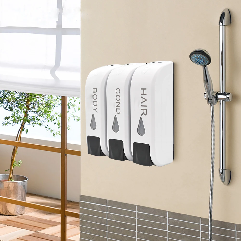 

Дозатор жидкого мыла 350 мл, настенный дозатор для ванной комнаты, тройной/двойной набор, гель для душа, дозатор мыла для рук, аксессуары для к...