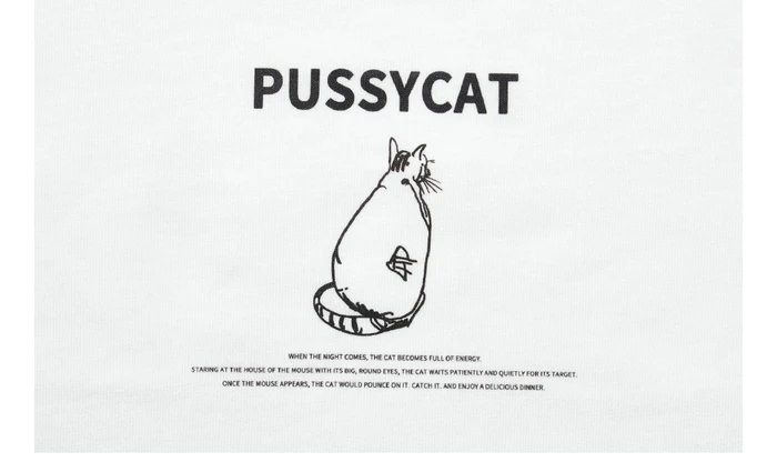 Джордано футболка унисекс Pussycat футболка с изображением стильный печатных акварель Camisetas Повседневное короткий рукав пара Костюмы