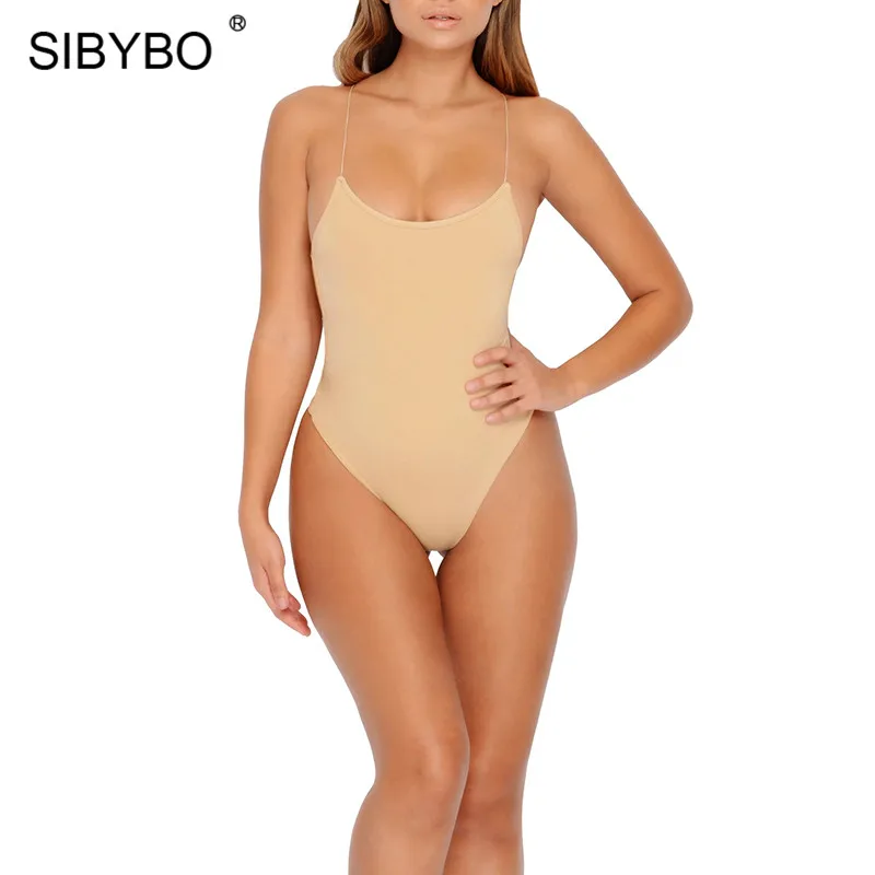 As Shown Sibybo с открытыми плечами повязки сексуальный боди Для женщин топ на бретельках с открытой спиной узкие Для женщин комбинезон летний пляжный спортивный костюм, комбинезон - Цвет: As Shown