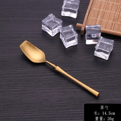 1PCS TEASPOON 4 шт./лот, золотые портативные матовые столовые приборы, 18/10 нержавеющая сталь, Корейская посуда, наборы столовых приборов, столовый нож S poon, вилка, набор посуды - Цвет: 1PCS TEASPOON