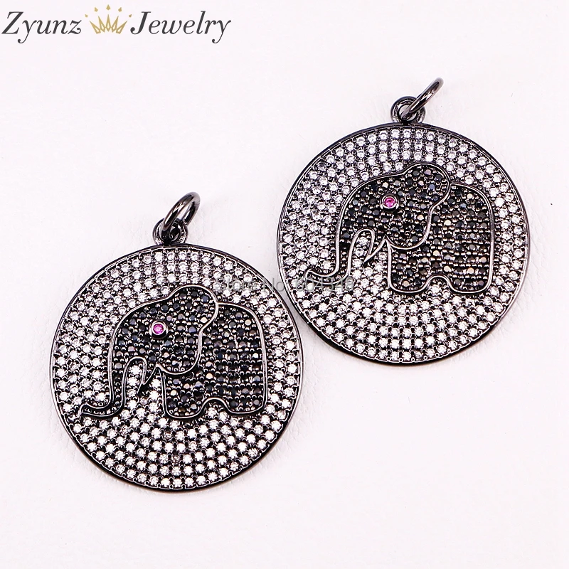

5 Strands ZYZ296-0226 Statement necklace Round Charms Copper Metal Micro Pave CZ Rhinestone Crystal Elephant Necklace
