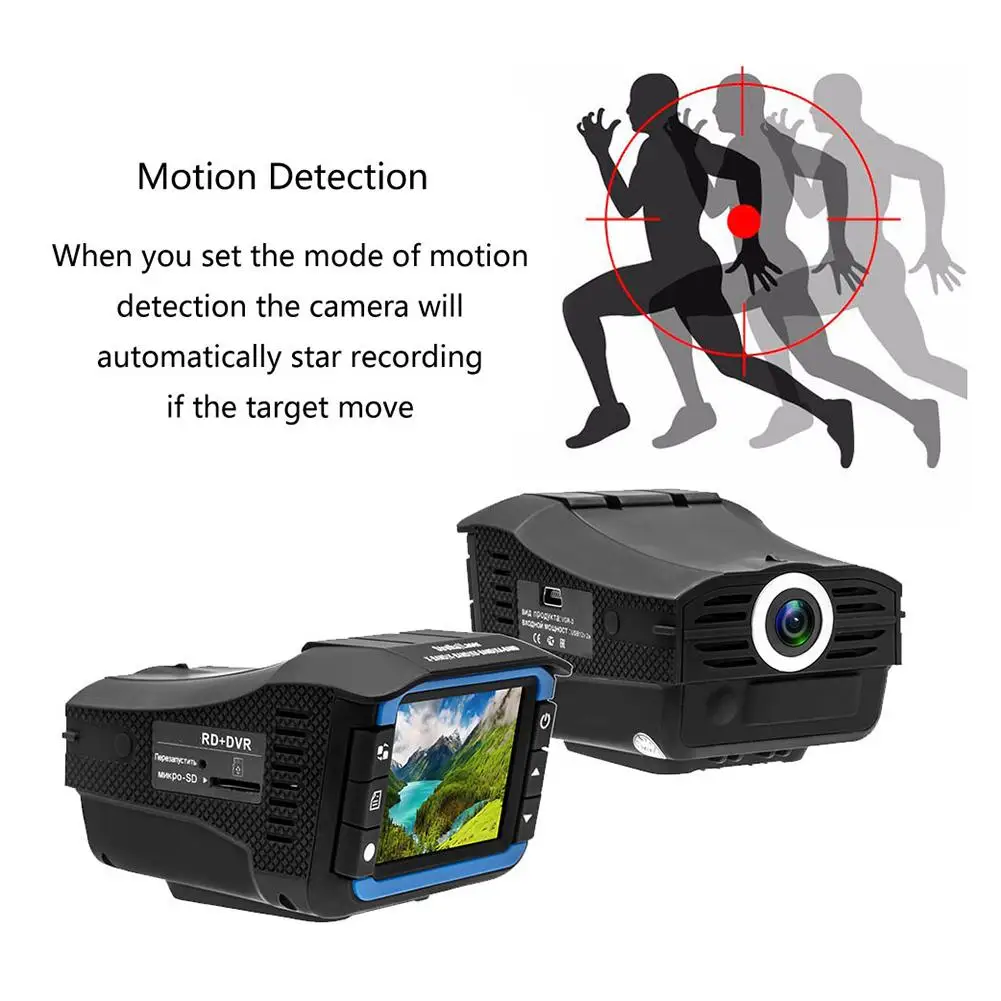 2 в 1 Автомобильный видеорегистратор с антирадаром и камерой углом обзора 140