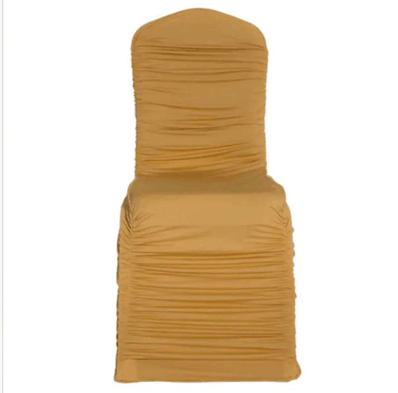 Marious Brand 100pcs gold spandex ruffled chair cover wedding banquet decoration free shipping | Дом и сад