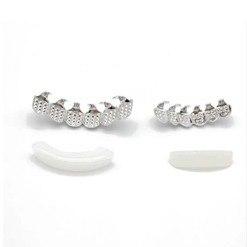 1 компл. Хип-хоп Топ и низ зубы Grillz хип-хоп Золото Серебро Iced Out CZ зубы Grillz Топ низ Bling для мужчин и женщин ювелирные изделия