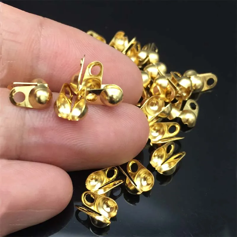 

50pcs Stainless Steel Side Clamp On Bead Tip Gold Tone Calottes End Crimps Beads Tips Fit 2mm-3mm Ball Chain