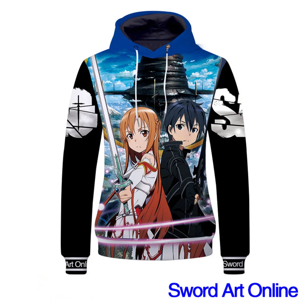 Толстовка с 3D-принтом толстовки капюшоном Asuna Kirito аниме косплей мужские и женские