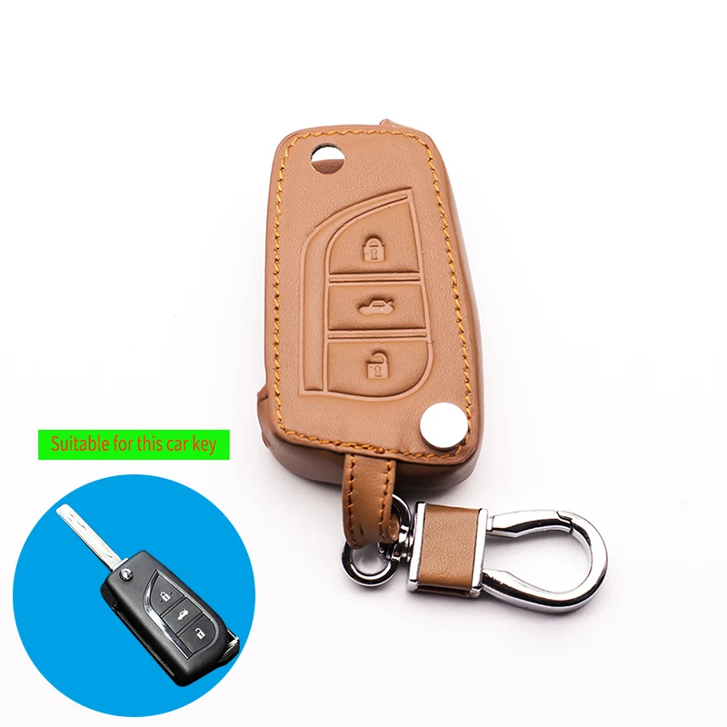 Брелок из 100% натуральной кожи для Toyota Camry Highlander Corolla Prado REIZ Crown RAV4 3 кнопки|keychain