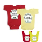 YSCULBUTOL 2018 горячий дизайн кетчуп и горчичный комплект боди костюм для близнецов один предмет милые смешные и красно-желтые детские нагрудники