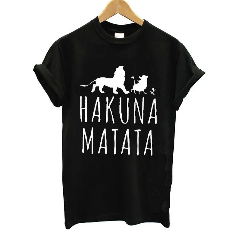 Черная/серая/белая HAKUNA MATATA Lion мужская футболка Повседневная полиэфирная Летняя с