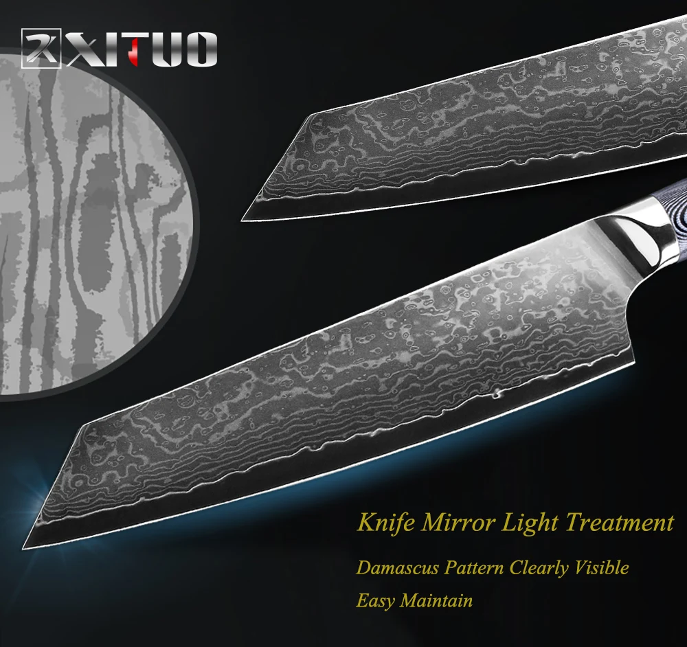 XITUO Дамасская сталь нож шеф-повара Santoku 8 дюймов в западном стиле измельченные овощи sashimi нарезанное мясо домашний отель кухонные инструменты Горячие