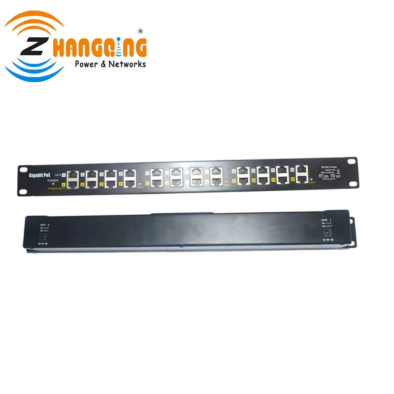 ZQPOEG12 Security Gigabit POE Injector 12 Port 1U Multiport Rack Mount Patch Panel 100/1000Mbps CCTV Accessories | Безопасность и