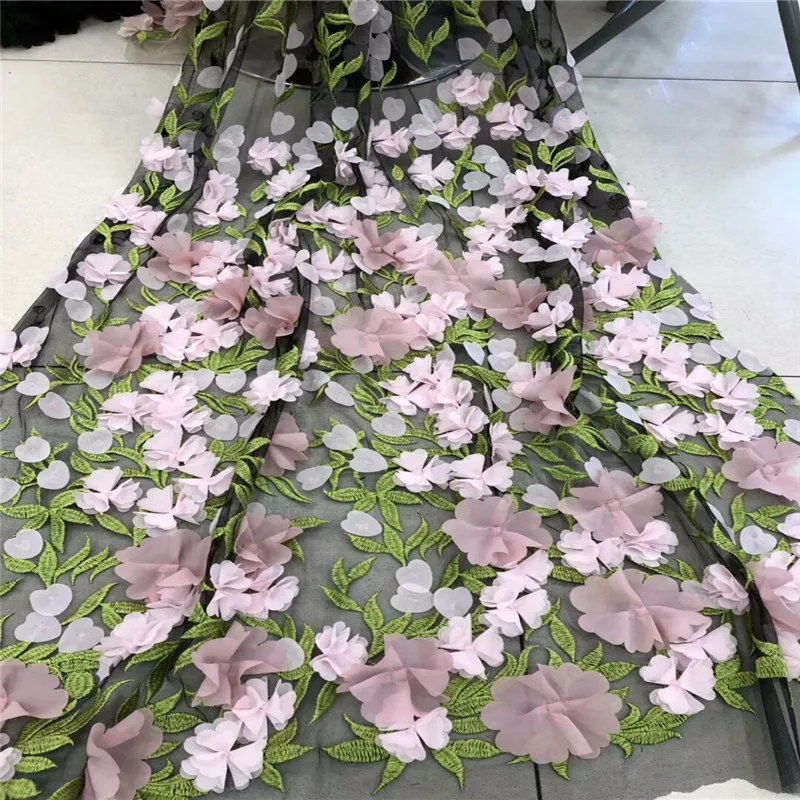 Нигерия свадебная кружевная ткань 2020 высокое качество розовые 3D цветы с