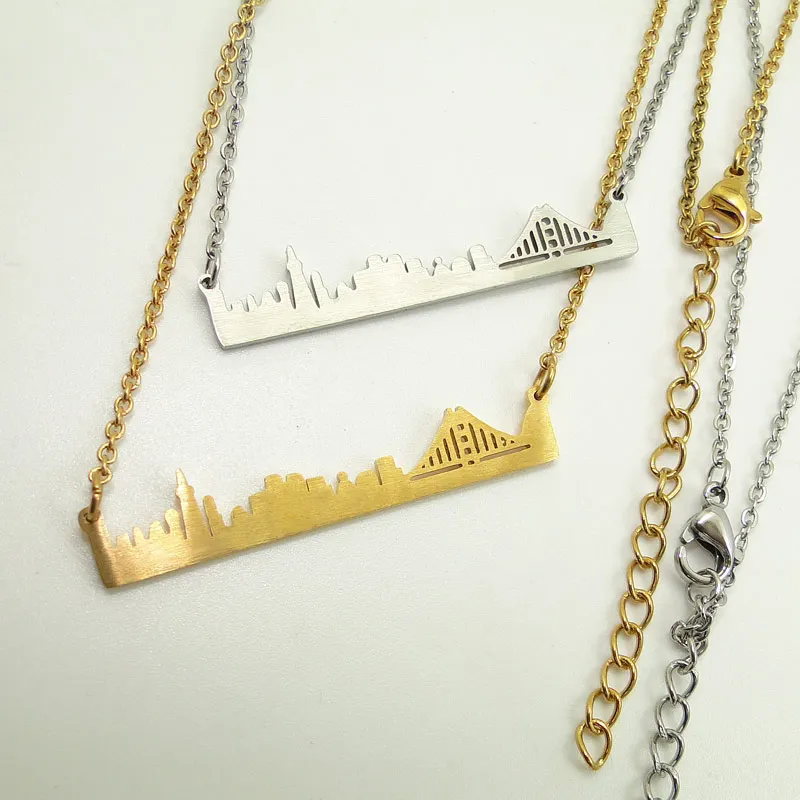 DICAYLUN Stainless Steel Landscape Necklace City San Francisco Skyline Fashion Choker Cityscape Chain Jewerly Minimalist Gifts |