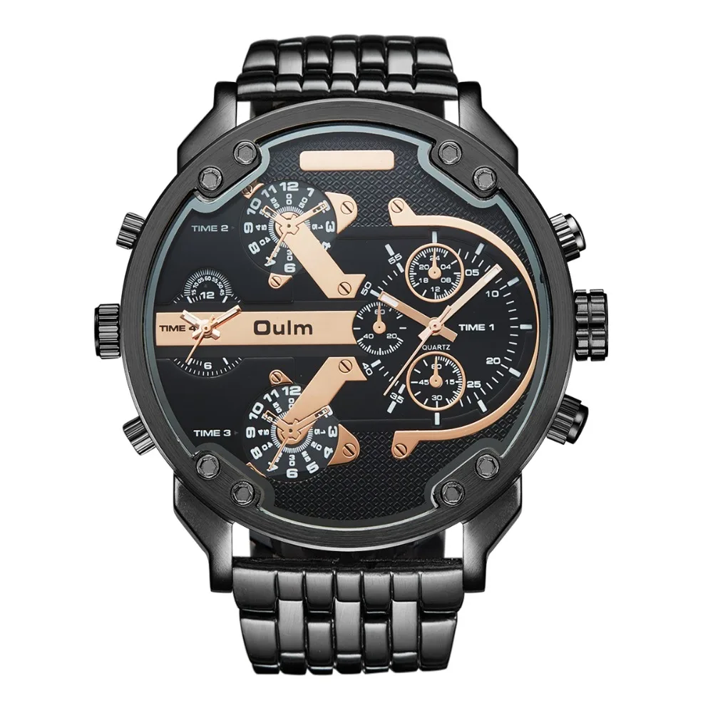 

Oulm 3548 Super Big Luxury Brand Watch for Men Two Time Zone Clock Male Quartz Wristwatch Stainless Steel Men's Watches