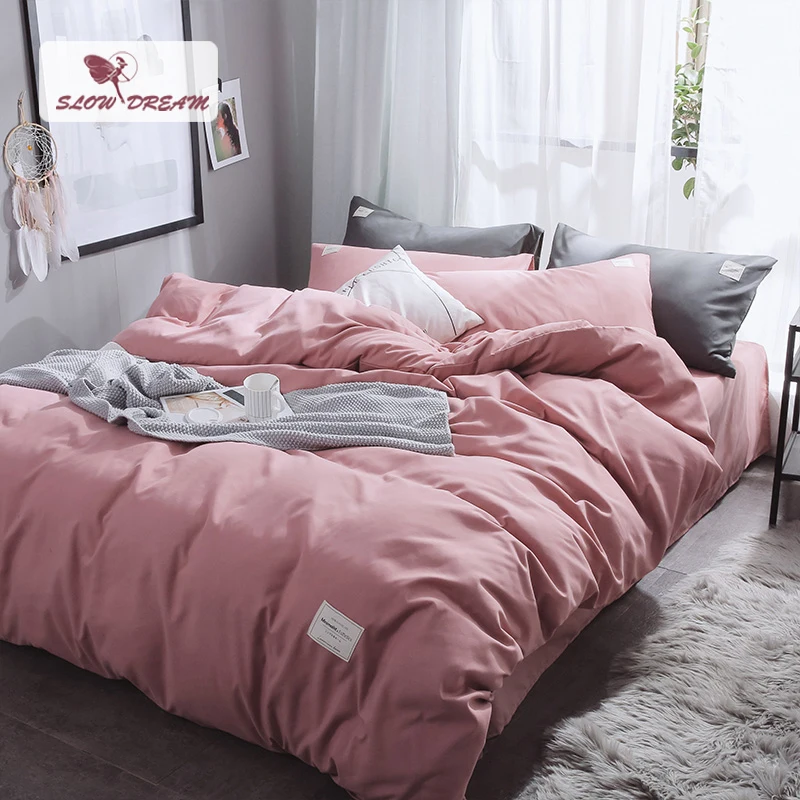 Розовый комплект постельного белья Solid Color Luxury Покрывало плоский лист наволочка