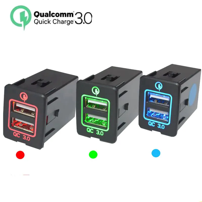 QC3.0 автомобильное зарядное устройство USB адаптер с светодиодный светильник для