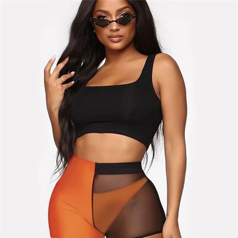 Женские Летние повседневные шорты сексуальные сетчатые цветные облегающие