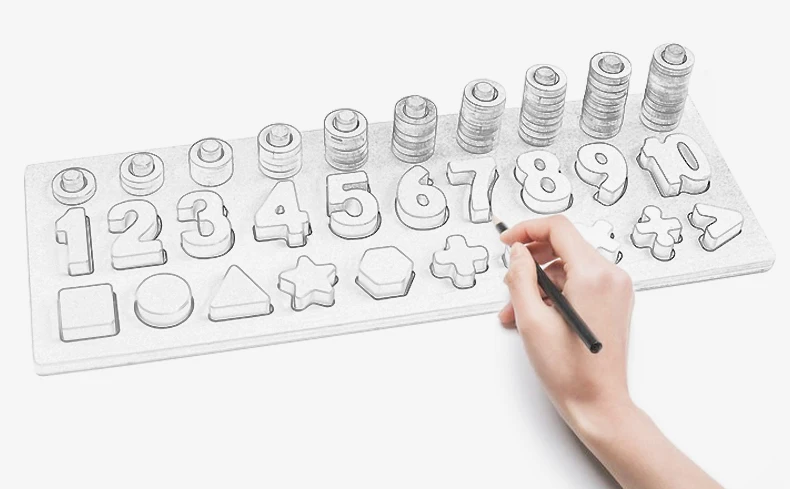 Деревянные материалы montessori игрушки учиться считать номера, соответствующие цифровой Форма матч раннего образования учебных пособий Математические Игрушки
