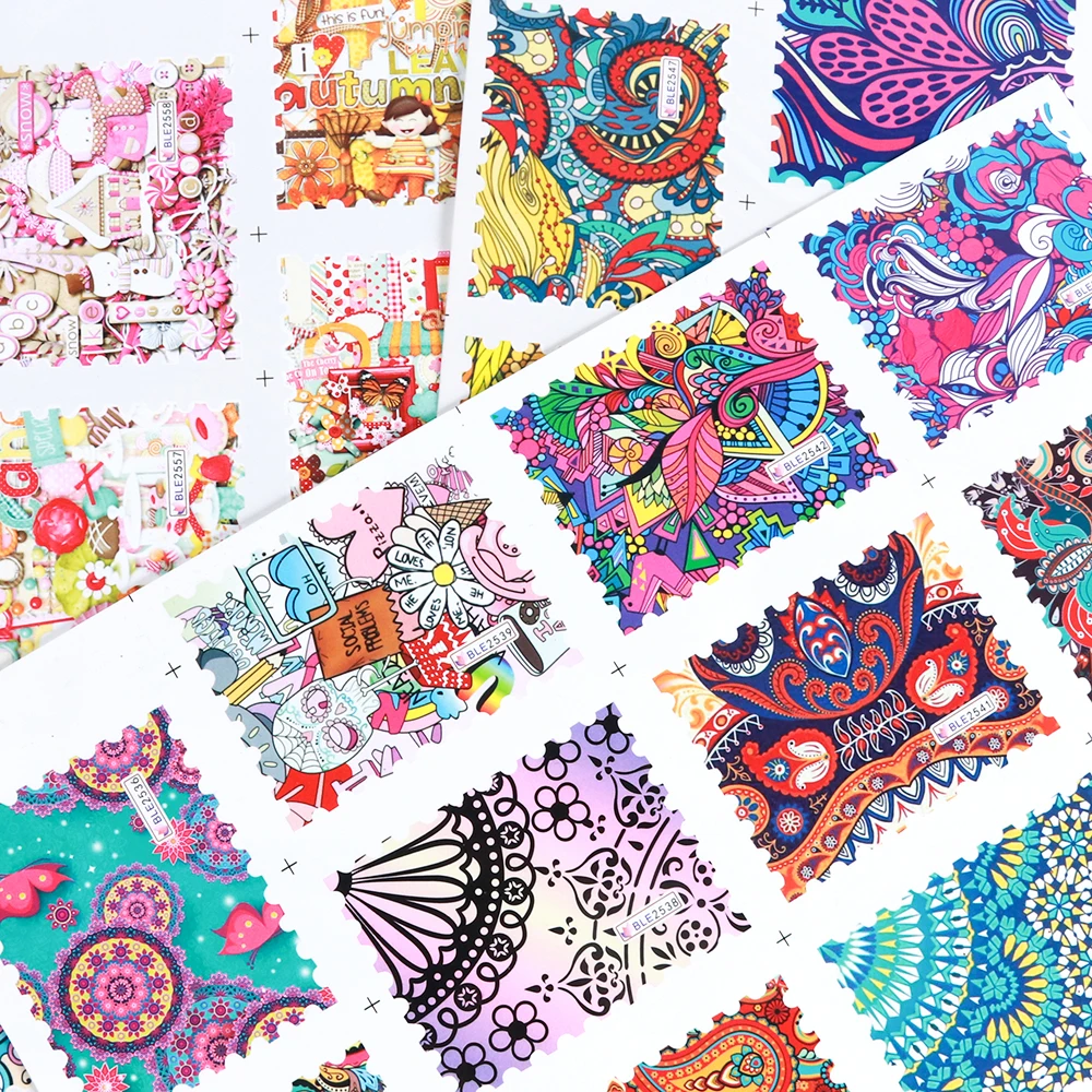 11 Дизайн Ретро Переводные переводные наклейки для ногтей Красочные цветы лианы