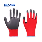 Рабочие перчатки из красного полиэстера с покрытием из нитрильного пенопласта