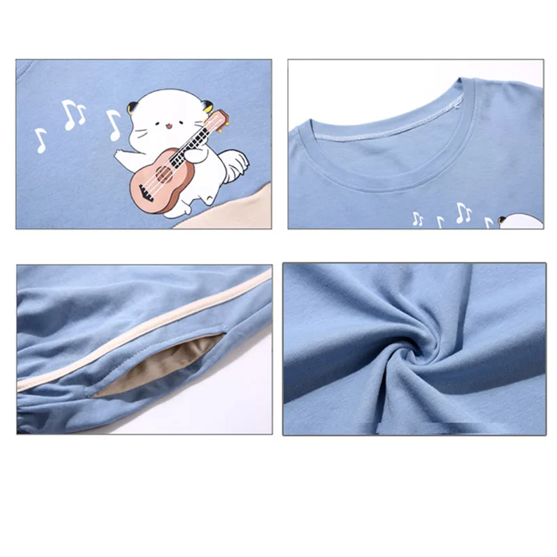 Женская летняя Пижама с рисунком кота из мультфильма 2019 Хлопковая пижама большие