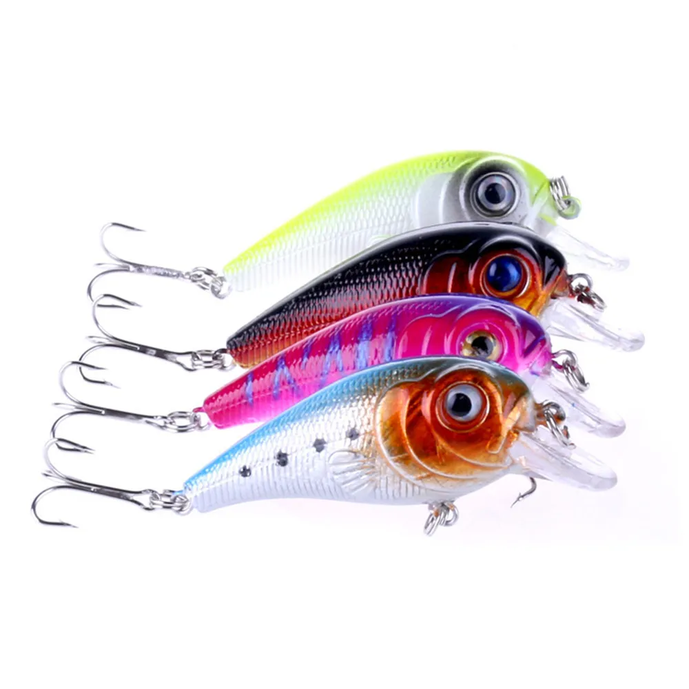 4 Pcs/lot crank head Fishing Lures plastic bionic Bait Tackle Treble Hook Artificial Baits 3D eyes 11.3g 7cm | Спорт и развлечения
