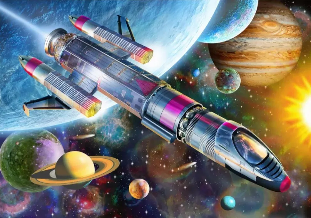 Современная ручная роспись мультфильм Космос ракета комната фон Стена для