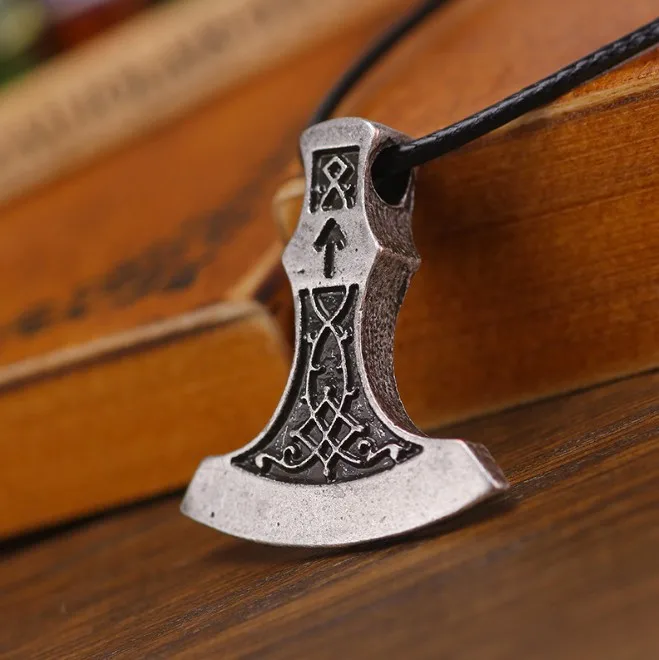 Vintage Nordic топор Perun тотемная подвеска Antique Silver Руна викингов Norse ожерелье