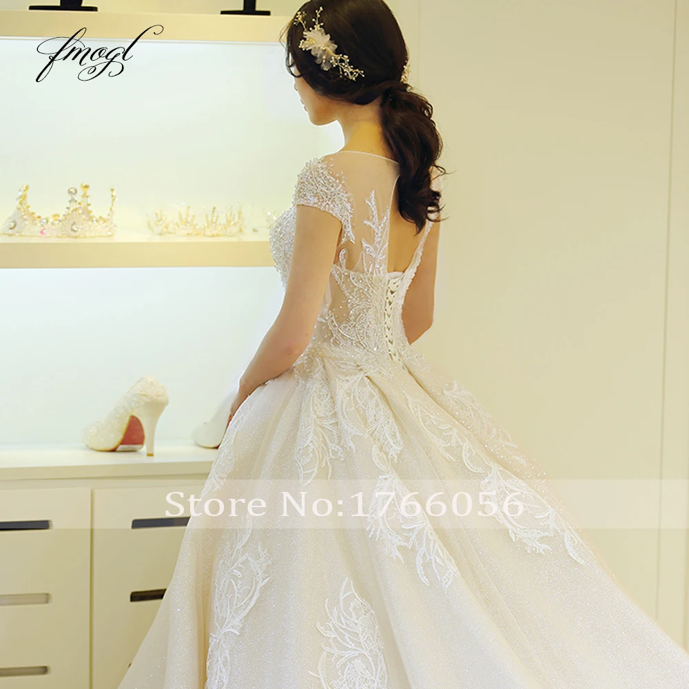 Кружевное бальное платье Fmogl Vestido De Noiva свадебные платья с рукавом-крылышком и