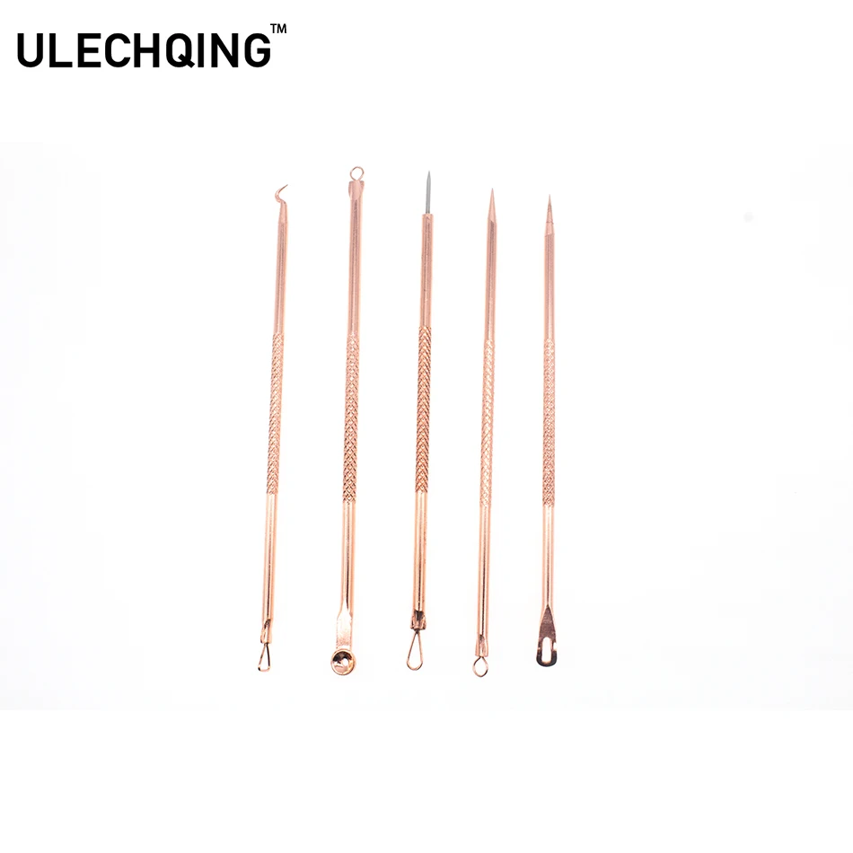 ULECHQING 5 шт. розовое золото активные acne эстетик качества порока экстракторы для