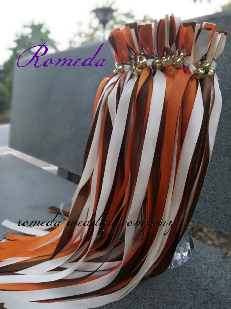 Бесплатная доставка 3 ленты (оранжевый коричневый крем) свадебные палочки лента с