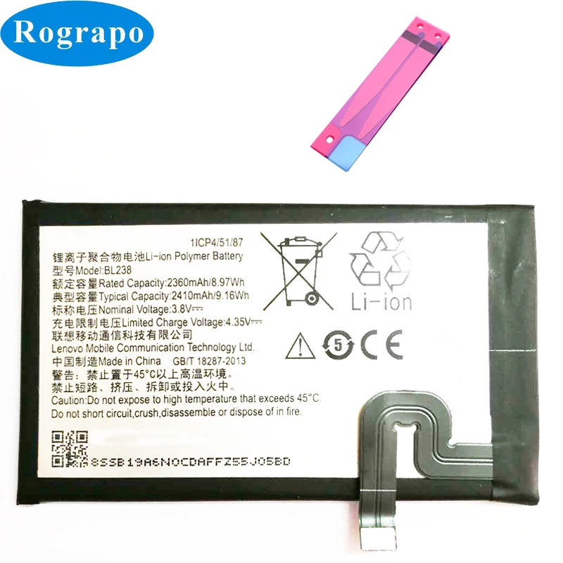 

2410mAh BL238 Mobile Phone Replacement Battery Bateria Accumulator For Lenovo Vibe X2pro X2 pro X2PT5 BL-238 BL 238