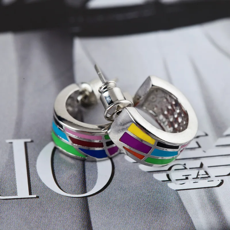 Newest Colorful Rainbow Lines Design Enamel Jewelry Earrings 1pair/pack | Украшения и аксессуары