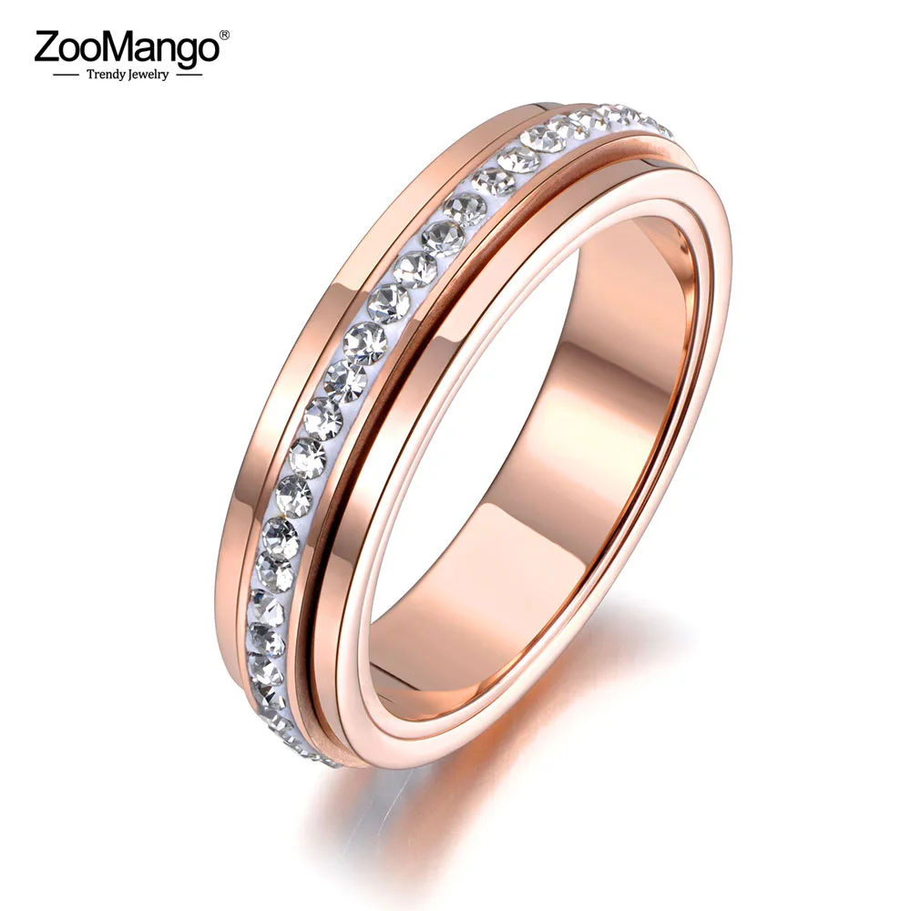 ZooMango титановое нержавеющая сталь вращающееся обручальное кольцо розовое золото