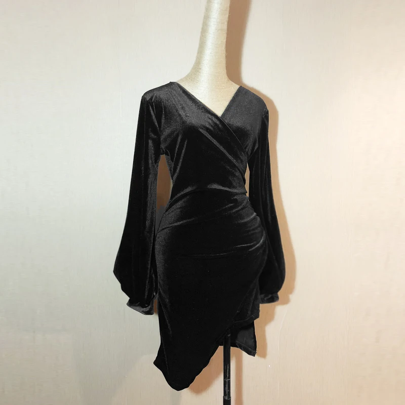 Fashion Women Latin Dance Dress Female Adult Velvet Lantern Long-Sleeved Sexy Ballroom Cha Practice Dresses Costume DL3207 | Тематическая