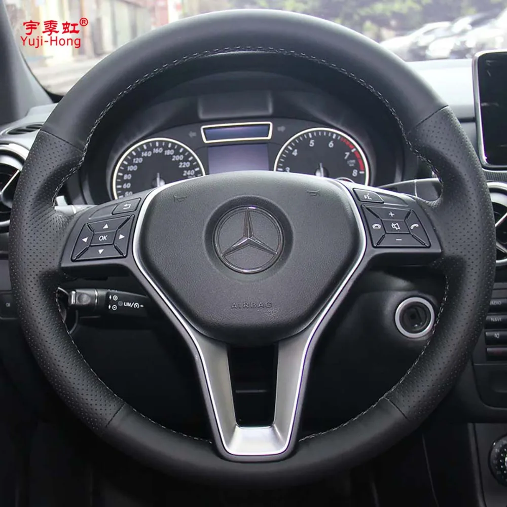 Yuji-Hong верхний слой из натуральной коровьей кожи, чехлы для рулевого управления автомобиля, чехол для Mercedes-benz B260 B180 B200() W245 GLK300 GLK260 2013