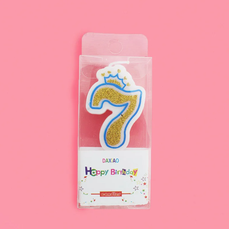 Crown Candles BL 7 1 шт., креативные розовые/синие свечи с короной для дня рождения и вечеринки, свечи с цифрами 0-9 для взрослых девочек и мальчиков, свечи для торта, кекса, Топпер, вечерние принадлежности - Цвет: Crown Candles BL 7