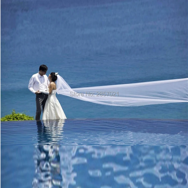 2018 длинная фатиновая мягкая двухслойная свадебная фата с гребнем ширина 4 м 3