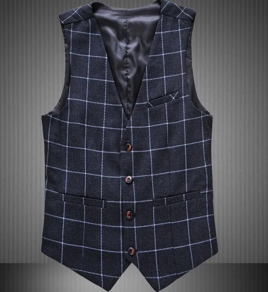 Новинка осени 2017 клетчатые жилеты для мужчин модный брендовый жилет мужской