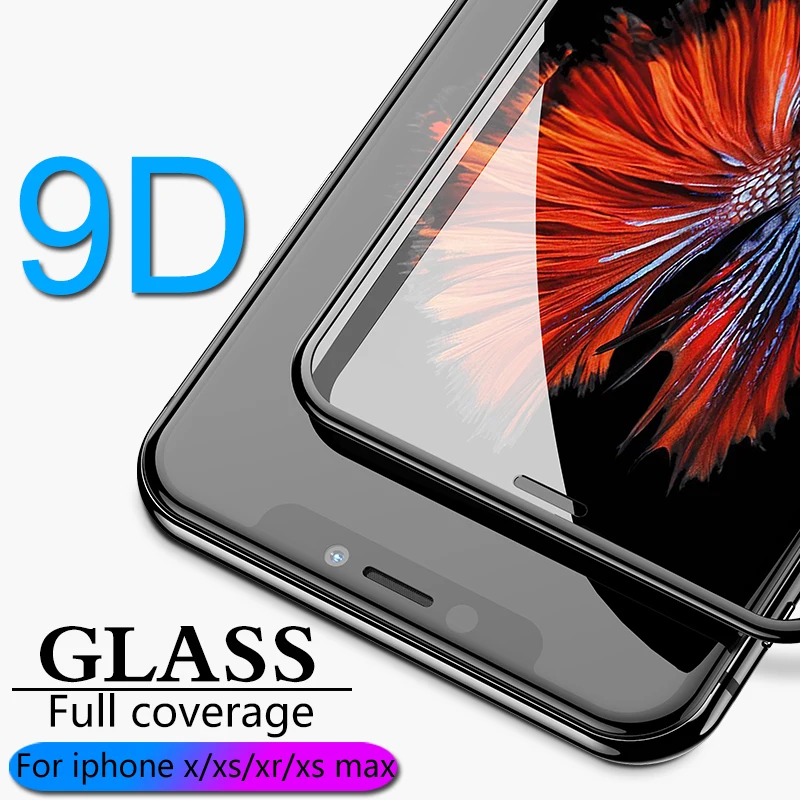 9D полное покрытие Защитное стекло для iPhone X XR XS max iphone защита экрана flim|Защитные