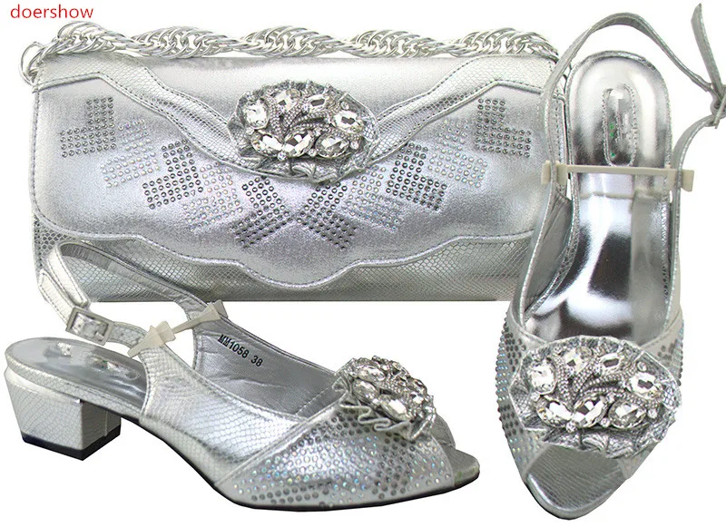 Doershow Мода обувь для вечеринок и Сумки чтобы соответствовать Обувь в африканском