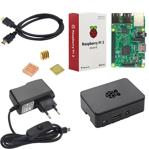 Raspberry Pi 3 Model B комплект 5V2. 5A блок питания с переключателем + sd карта 16G чехол ABS