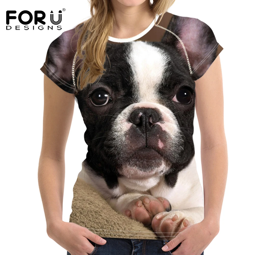 Женская футболка с коротким рукавом FORUDESIGNS мягкая женская французским бульдогом