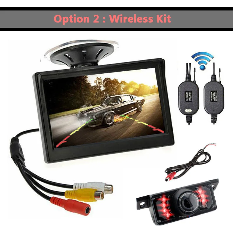Option 2 Koorinwoo обновленный автомобильный комплект парковки HD " видео светодиодный автомобильный монитор камера заднего вида парковочный экран подсветка багажник камера безопасности - Название цвета: Option 2