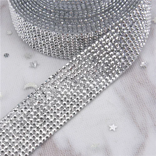 10 rows silver 2 ярда/партия, стразы из смолы, отделка 5/10 строк, серебро, золото, камень, исправление, аппликация, свадебное украшение, окантовка, сделай сам, ремень, аксессуары - Цвет: 10 rows silver