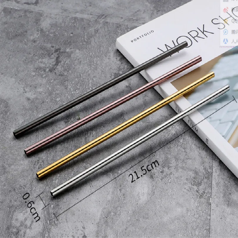

golden silver black straws diameter 6MM 12MM Straight bending metal straw reusable straw stainless steel straw
